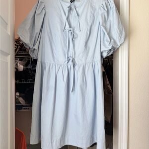 Divided Light Blue Puff Sleeve Dress